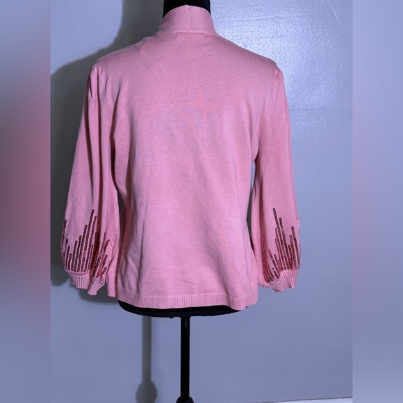 Elegant Pink Cardigan with Sequin Detail - Picture 3 of 7